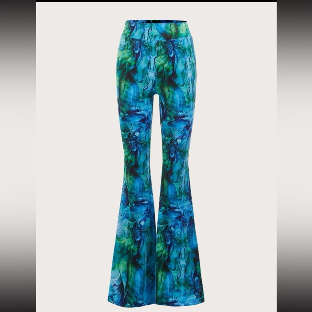 SHEIN High Waist Tie Dye Flare Leg Pants